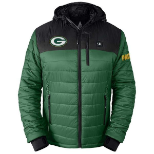 Green Bay Packers ActionHeat 5V Puffer Battery Heated Team Color Mid Athletic Jacket Small Green/Black