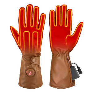 Men's ActionHeat 5V Battery Leather Dress Gloves Large Tan