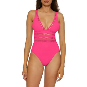 Women's Becca Toni Modern Edge One Piece Swimsuit Contemporary Medium Punch