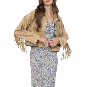 Women's Sadie And Sage Groove Faux Suede Jacket Large Taupe