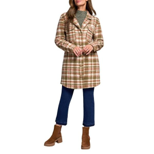 Women's Tribal Knit Plaid Jacket Small Olive Leaf