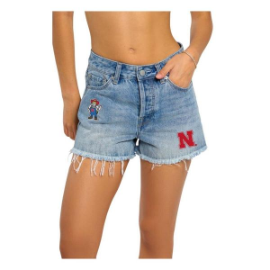 Nebraska Cornhuskers Hype and Vice Women's Denim Patch Shorts Medium Denim
