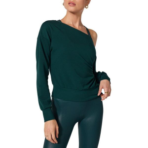 Women's MPG Sport Cozy Fleece Flashdance Crewneck Sweatshirt Small Pine