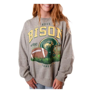 North Dakota State Bison Gameday Social Women's Crew Small Heather Grey