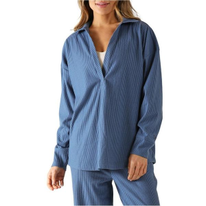 Women's Glyder Valley Long Sleeve Polo Large Washed Blue