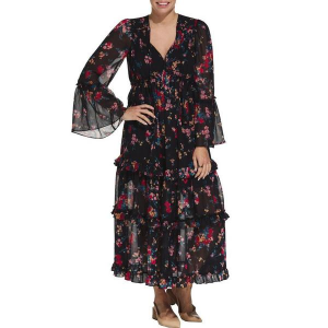 Women's DRESS FORUM Flowy Tiered Maxi Dress Small Bloom