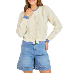 Women's Sadie And Sage Cardigan Love Note Layered Large Ivory
