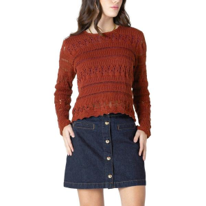 Women's Dex Clothing Pullover Sweater Crochet Small Burnt Orange