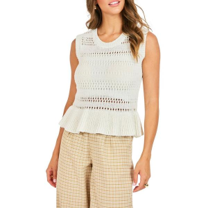 Women's Sadie And Sage Lucinda Peplum Sweater Crew Neck Tank Top XSmall White