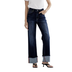 Women's Mica Denim Cuff Hem Wide Leg Jeans Dark Wash 31 31