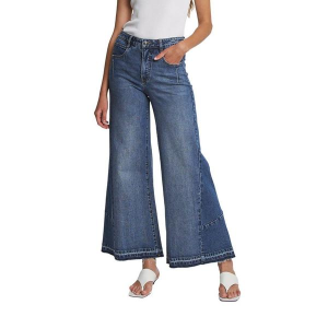 Women's Mica Denim Contrast Panel Wide Leg Jeans Dark Wash 28 30.5