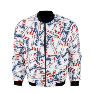 Men's Retro Rifle 4th Reversible Bomber Jacket XLarge Red/White/Blue