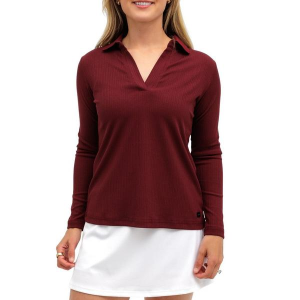 Women's Waggle Golf Ridgeline Long Sleeve Polo XLarge Garnet