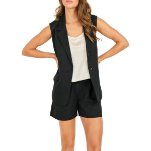Women's Sadie And Sage Royale Belted Vest Short Blazer Medium Black