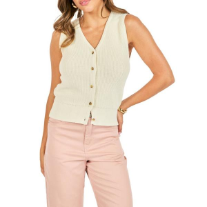 Women's Sadie And Sage Sweater Vest Perfume Note Cardi Large Ivory