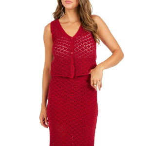 Women's Sadie And Sage Sweater Vest Venus Cardi Large Desert Red