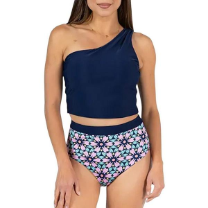 Women's Janela Bay Single Shoulder Swim Tankini Contemporary XLarge Navy