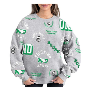 North Dakota Fighting Hawks Gameday Couture Women's Crew XLarge Ash