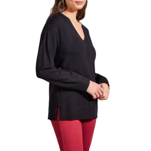 Women's Tribal Pullover Sweater Cable Knit Detail XSmall Black