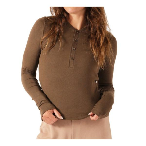 Women's Glyder Curl Up Long Sleeve Henley Medium Chocolate