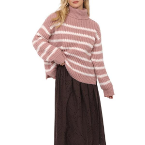 Women's Sadie And Sage Pullover Sweater Stripe Small Blush Ivory