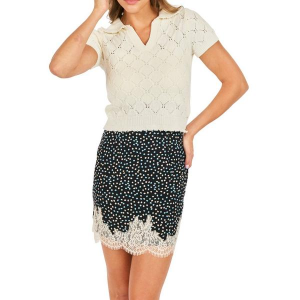 Women's Sadie And Sage Pullover Sweater Josephine Polo Small Ivory
