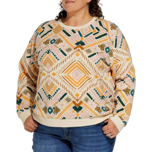 Women's LIV Outdoor Gabriella Raglan Mosaic Aztec Crewneck Sweatshirt 3X Macadamia Aztec