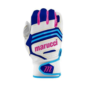 Men's Marucci FUZN Pro Baseball Batting Gloves White/Carolina Blue Large