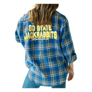 South Dakota State Jackrabbits Gameday Social Women's Dunn Dream Plaid Button Up Small Royal