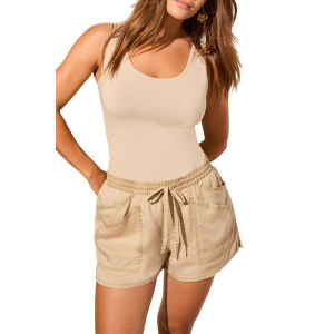 Women's Tribal Flowy Pull On Shorts Small Dusty Sand