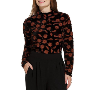 Women's Tribal Embellished Velvet Long Sleeve Shirt Medium Gingerspice