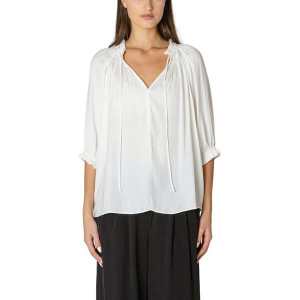 Women's Dex Clothing Soft Pleated Long Sleeve Blouse Small White