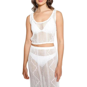 Women's Koy Resorts Santorini Knit Crop Tank Swim Cover Up Small Cream