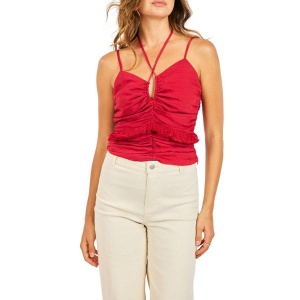 Women's Sadie And Sage Erin Tassel Halter Tank Top XSmall Red