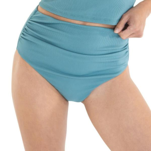 Women's Janela Bay Rouched High Cut Swim Bottoms Contemporary XSmall Sage Rib