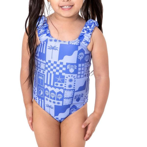 Girls' Janela Bay Puff Sleeve One Piece Swimsuit Toddler 5T Periwinkle Patch