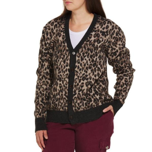 Women's DRESS FORUM Cardigan Cheetah Large Charcoal Combo