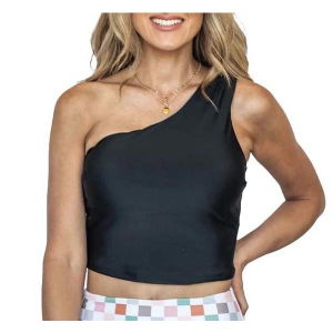 Women's Janela Bay Single Shoulder Swim Tankini Contemporary Medium Black