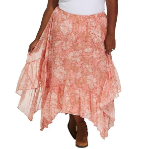 Women's DAVI & DANI Floral Tiered Skirt 1X Blush Beige