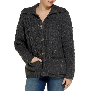 Women's Le Lis Cardigan Cable Knit Large Charcoal