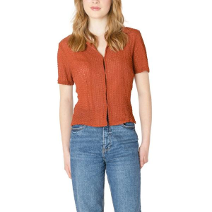 Women's Dex Clothing Textured Clasp Closure Shirt Small Burnt Orange
