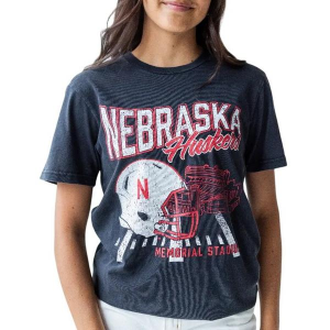 Nebraska Cornhuskers Gameday Social Women's Stadium Sketch T-Shirt Medium Black