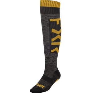FXR Moto 1 1 1 Knee High Snowmobiling Socks S/M Black/Charcoal/Gold