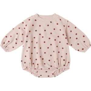 Girls' Rylee + Cru Spongey Knit Polka Dots Romper Baby 6/12 mo. Blush
