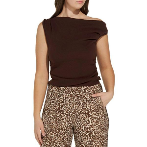 Women's Le Lis Asymmetrical Sleeveless Shirt Small Brown