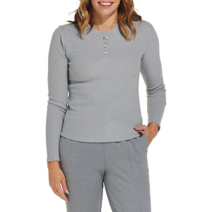 Women's Fundamental Coast PCH Waffle Knit Long Sleeve Henley XLarge Limestone