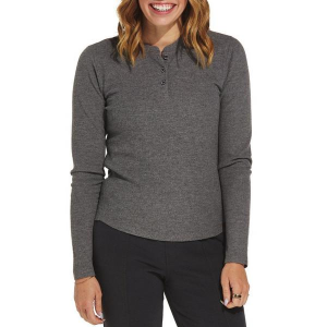 Women's Fundamental Coast PCH Waffle Knit Long Sleeve Henley Small Smoke