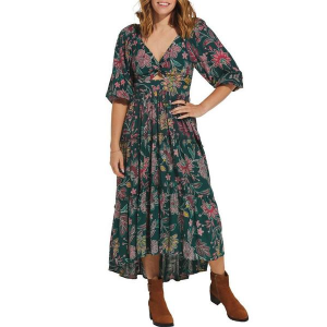 Women's Angie Twist Front High Low Midi Dress Medium Dark Teal
