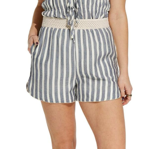 Women's DRESS FORUM Chambray Shorts Small Blue White Stripe
