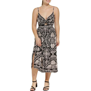 Women's Angie Keyhole Twist Slit Midi Dress Large Black